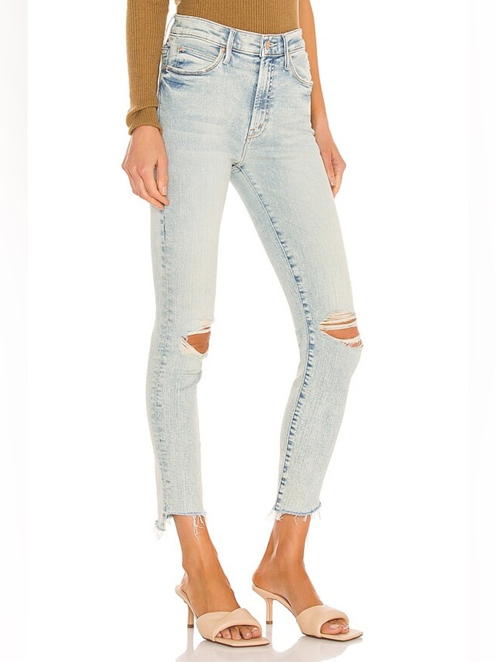NWT MOTHER Stunner Zip Ankle Step Fray Jeans Size 26 Rolling In The Bushes